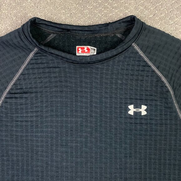 Under Armour Shirt Men's XL Black Base 4.0 Waffle Knit Base Layer Long Sleeve - Picture 3 of 10